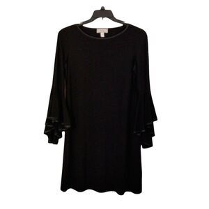 Ivy Road Womens Med Black Dress 3/4 Bell Sleeves Pullover Stretch